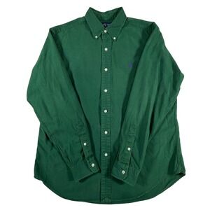 Polo Ralph Lauren Mens Large Classic Fit Button Down Shirt Green Purple Pony